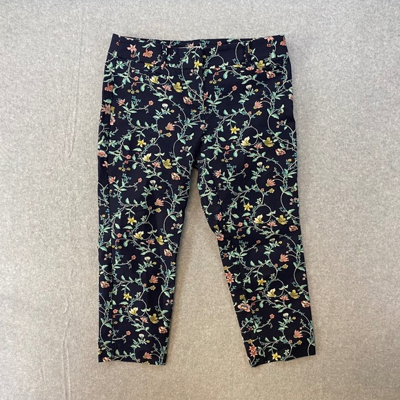 Loft Size 6P Marisa The Riviera Cropped Pants Women's Petite Multicolor Floral - Picture 1 of 8